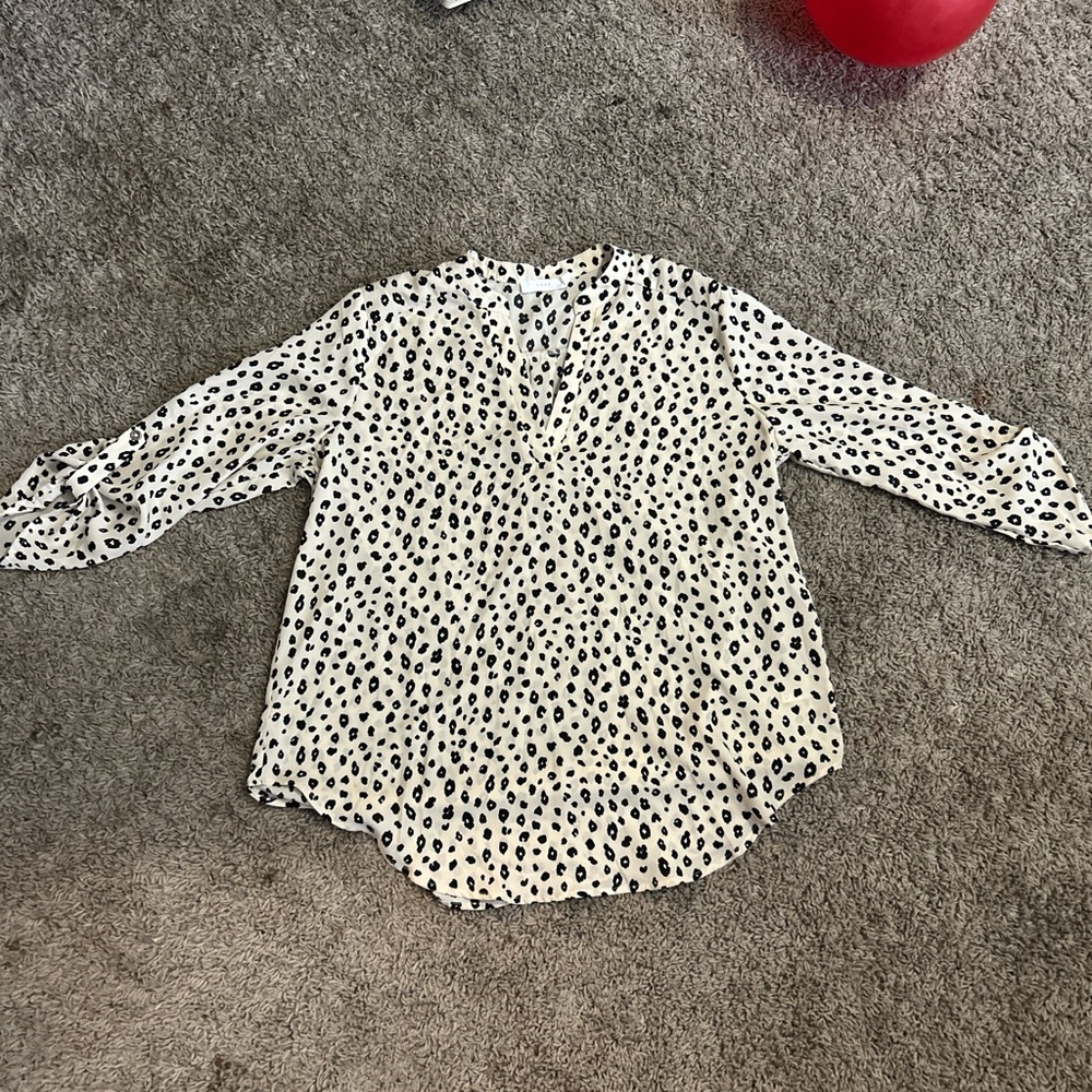 Lush Black and Cream Leopard Print Top